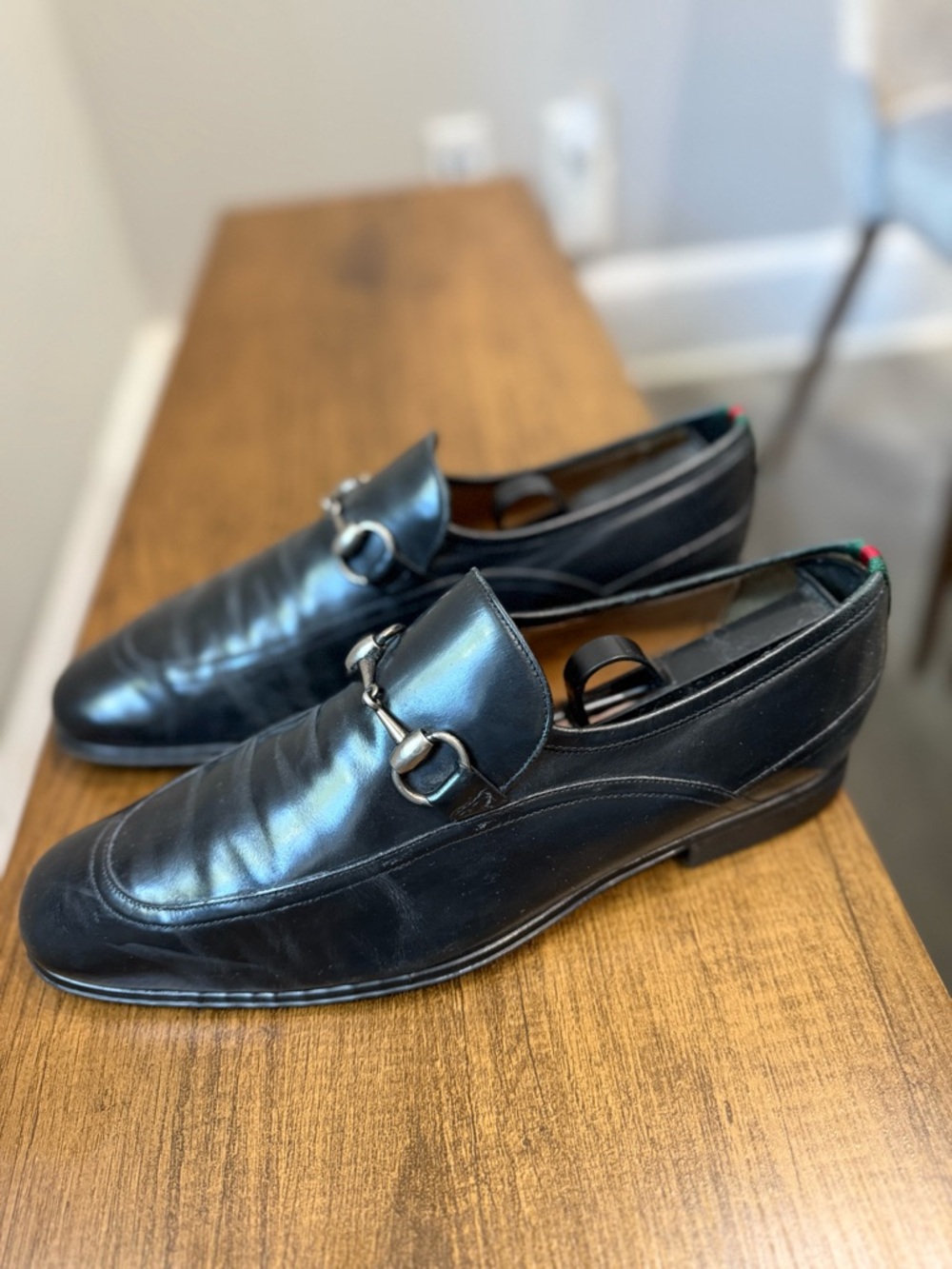 Gucci Black Leather Bit Loafers with Signature Heel Tab